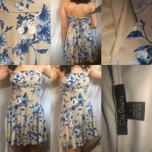 Flowy City studios blue and white floral dress